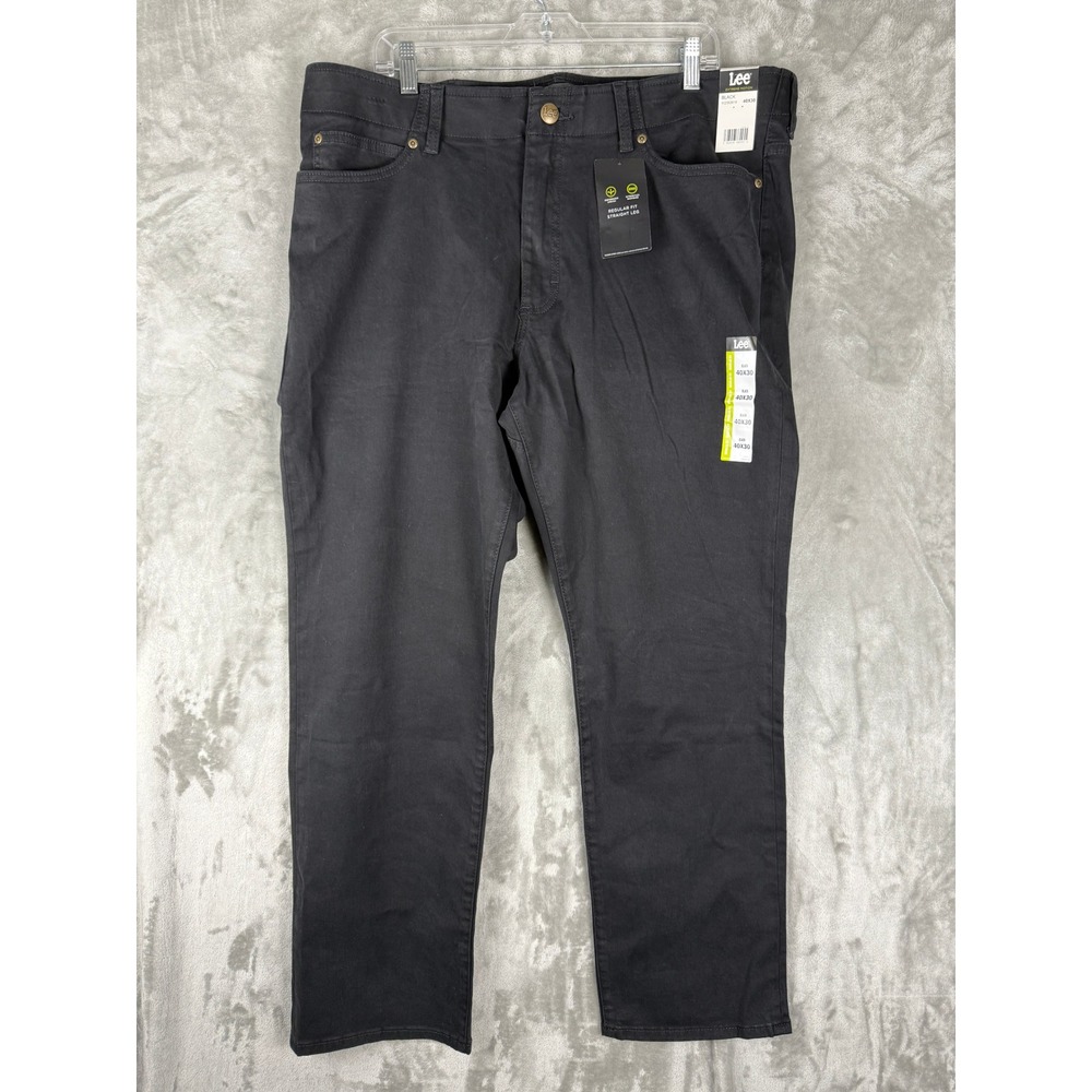 Lee Extreme Motion Black Regular Fit Pants 40x30 Men Casual Comfort‎ Stretch